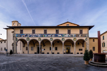 Fototapeta na wymiar The ancient Ospedale del Ceppo in Pistoia, Tuscany, Italy
