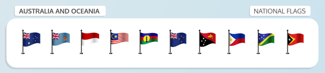 Australia and Oceania national flags