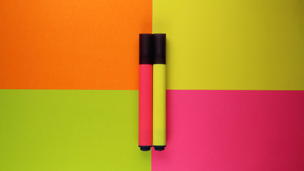 Colored markers on a multicolored background, Wallpaper, creativity