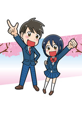 ブレザー姿の男子と女子のイラスト素材 春 Wall Mural はしもとあやね えな屋 ブレザー姿の男子と女子のイラスト素材 春 Wall Mural はしもとあやね えな屋