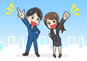 スーツを着た男性と女性のイラスト素材