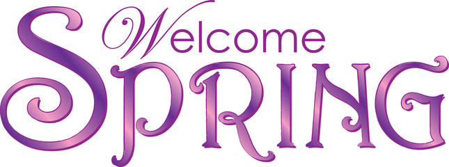 Welcome Spring Text Purple 