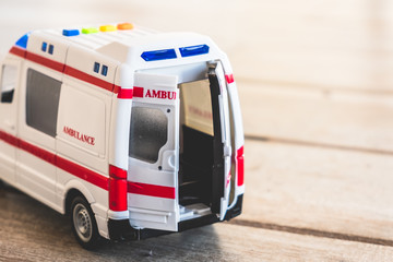 ambulance doors background health care toy close up
