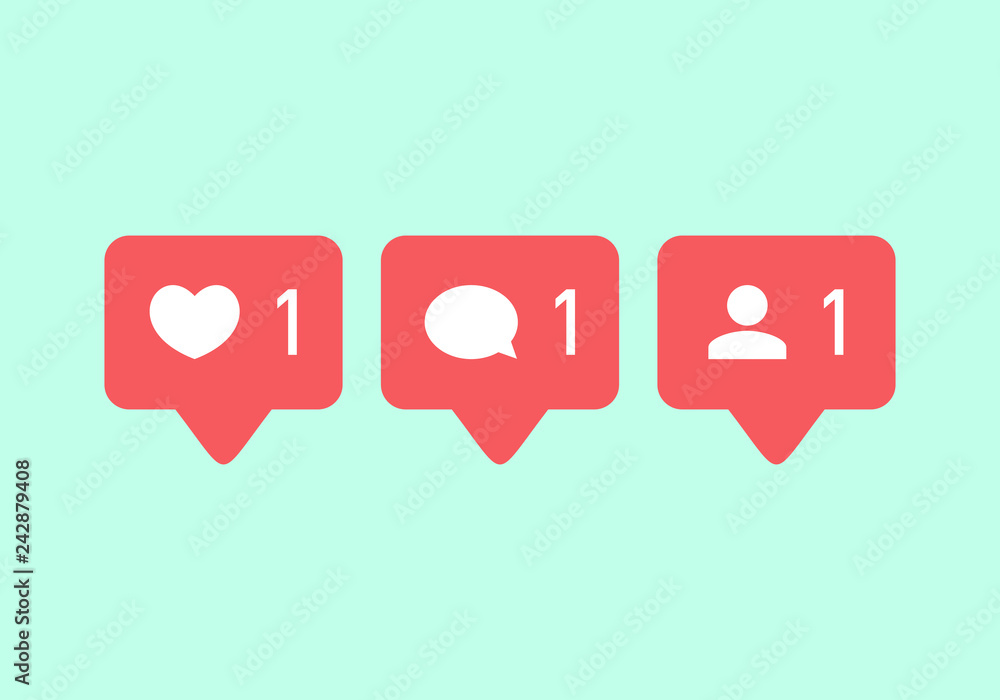 Poster like icon vector. comment icon vector. follower icon vector. social media. social network. notificat