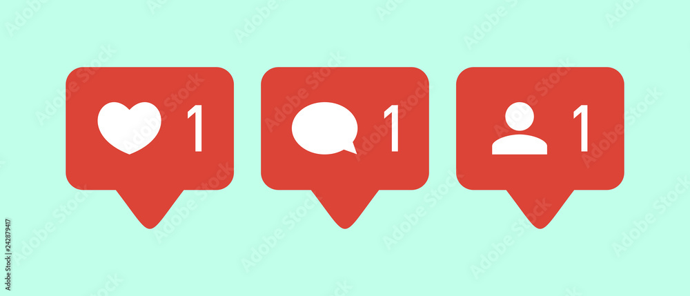 Poster like icon vector. comment icon vector. follower icon vector. social media. social network. notificat