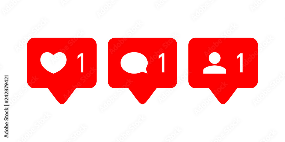 Poster like icon vector. comment icon vector. follower icon vector. social media. social network. notificat