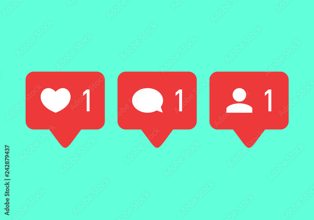 Poster like icon vector. comment icon vector. follower icon vector. social media. social network. notificat