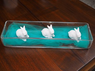 Flea market. Three ceramic bunnies.