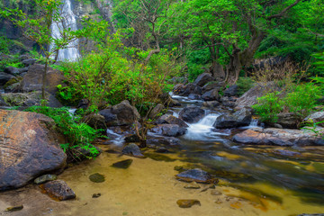 Khlong Lan Waterfall, the beautiful waterfall in deep forest at Khlong Lan National Park ,Kamphaeng Phet, Thailand