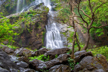 Khlong Lan Waterfall, the beautiful waterfall in deep forest at Khlong Lan National Park ,Kamphaeng Phet, Thailand