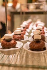 Vertical photo of chocolate Cake in a row