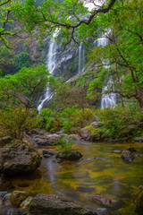 Khlong Lan Waterfall, the beautiful waterfall in deep forest at Khlong Lan National Park ,Kamphaeng Phet, Thailand,