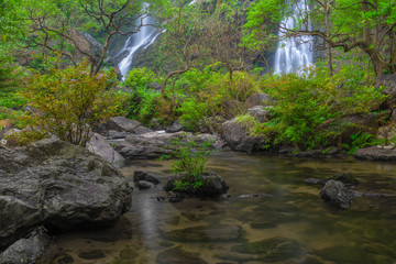 Khlong Lan Waterfall, the beautiful waterfall in deep forest at Khlong Lan National Park ,Kamphaeng Phet, Thailand