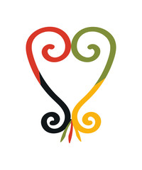 Panafricanism colors Vector illustration: Sankofa Heart Symbol isolated.
