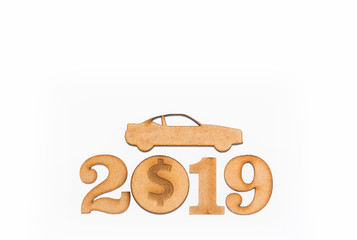 Saving for car purchase - Concept. Top view