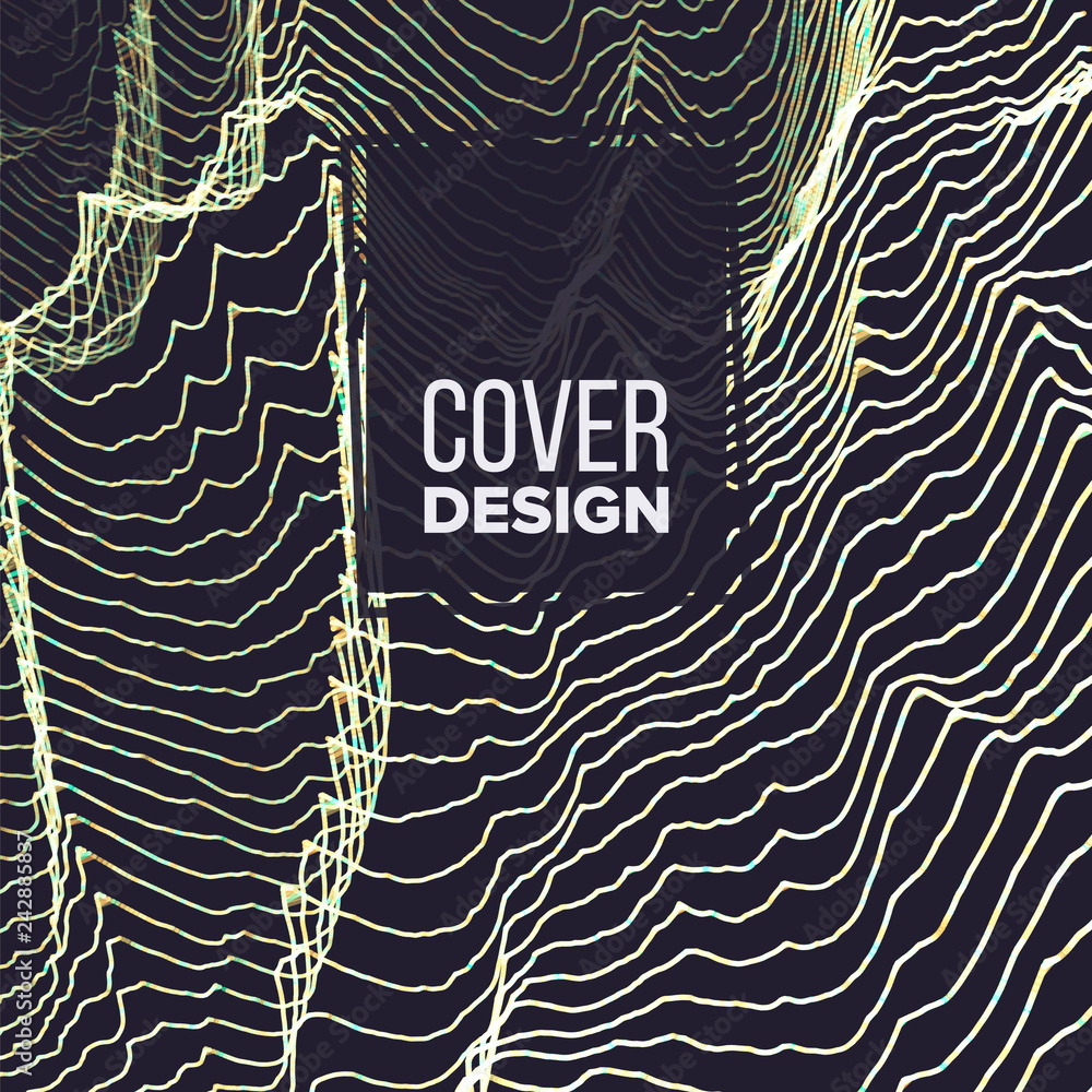 Poster particle design abstract background vector. movement surface. data flow. mountain, topographic. cove