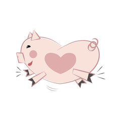 Pink cheerful pig.