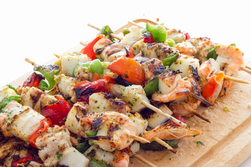 Fish and vegetable kebabs