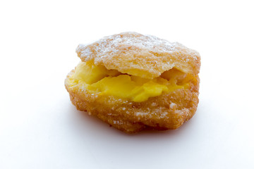 Handmade krapfen filled with pastry cream