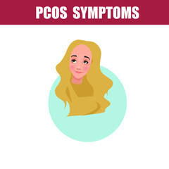 PCOS Symptoms infographic. Woman wearing hijab. Muslim. Traditional clothes. Detailed vector Infographic. Women Health