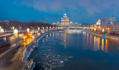 Moscow/Russia - 30.12.2018. Center of Moscow, Bolshoi Theater and TSUM superstore is decorated with...