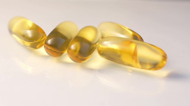 Omega 3 pills isolated on white background