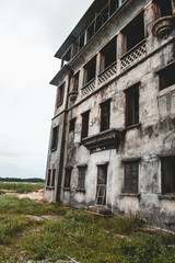 The abandoned casino on top of Bokor Mountain near Kampot Cambodia