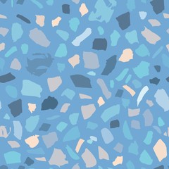 A texture of terrazzo seamless tile with pebbles and stone. Abstract blue vector background.