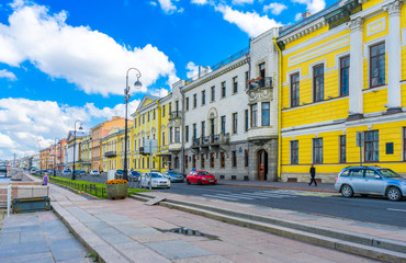 English Embankment in St. Petersburg in summer, Russia