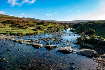 Stepping stones over the River Lyd on Dartmoor