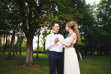 Wedding day. bride and groom outdoor in nature location. Wedding couple in love at wedding day.