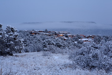 Resident homes hidden in the deep snow. Sedona, Arizona.