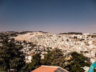 Obraz premium Panorama overlooking the Part Old City of Jerusalem, Israel as backgrund