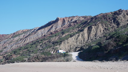 Campervan at Base of Beach Cliff