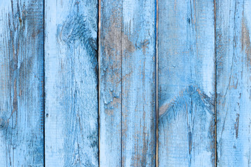 Fototapeta na wymiar The texture of the wooden board, covered with old blue paint. Vintage background and wallpaper with space for text or image. Empty template and mockup for designers.