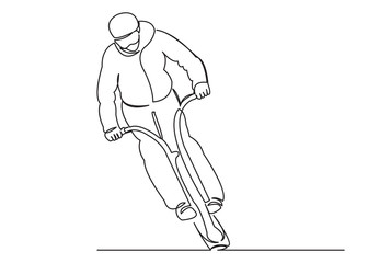 man on a winter scooter ski scooter