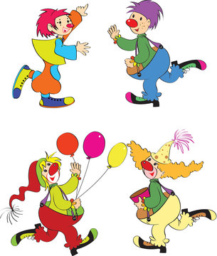 ilustraci&oacute;n de payasos divertidos, dibujo en caricatura.