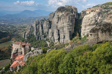 Fototapeta na wymiar Panoramic view on four monasteries of Meteora, Greece