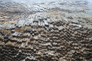 Armenia - Symphony of the Stones, geological rock formation basalt columns in the gorge near Garni