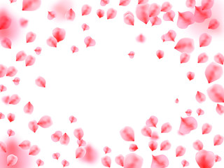 Abstract background with flying pink rose petals. 