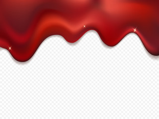 Red foil drip isolated on transparent background. 