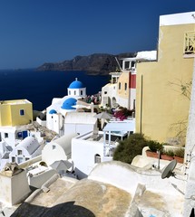 Viewing the boats at anchor below Oia