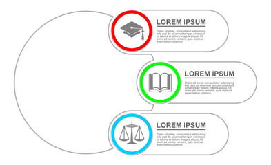 Infographic vector template for presentation, chart, diagram, graph, education, business concept with 3 options.