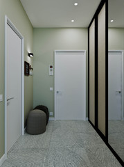 stylish modern interior of the apartment with a beautiful view