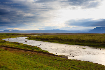 River near Hvitarvatn lake, Iceland Highlands landscape