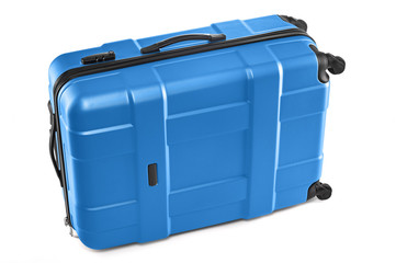 blue modern plastic trolley case for tourism or business