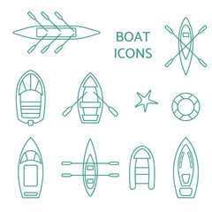 Boat icons outline set.