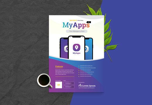 App Flyer Layout With Phone Mockup