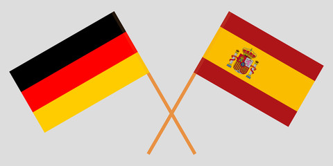 Spain and Germany. The Spanish and German flags. Official proportion. Correct colors. Vector