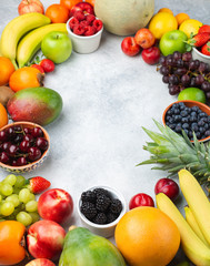 Rainbow fruits background